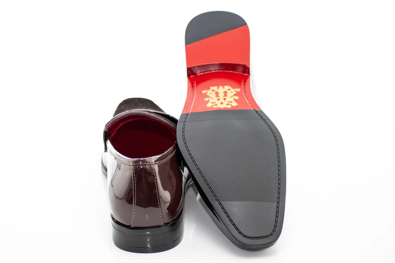 Floral Embossed Velvet Apron-Toe Penny Loafer