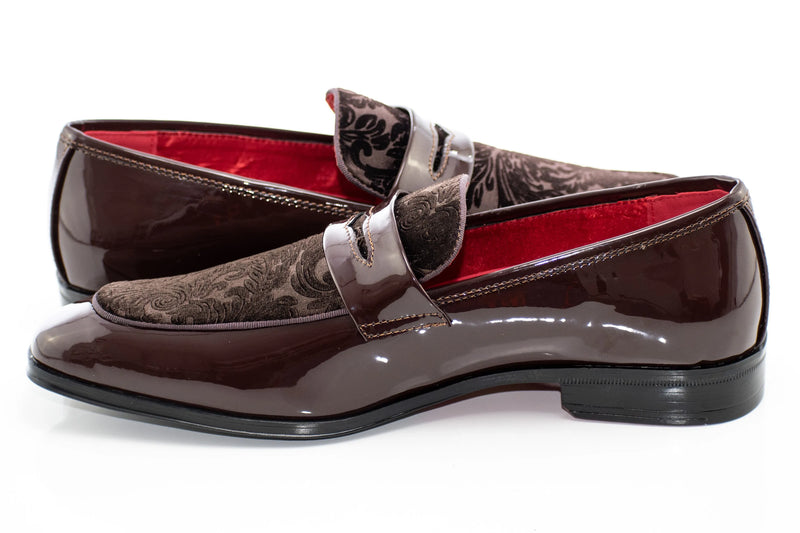 Floral Embossed Velvet Apron-Toe Penny Loafer