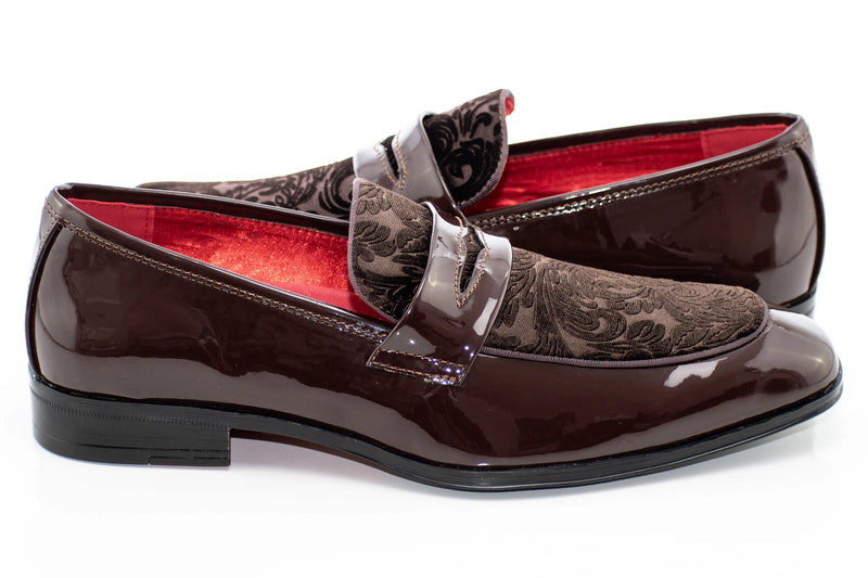 Floral Embossed Velvet Apron-Toe Penny Loafer