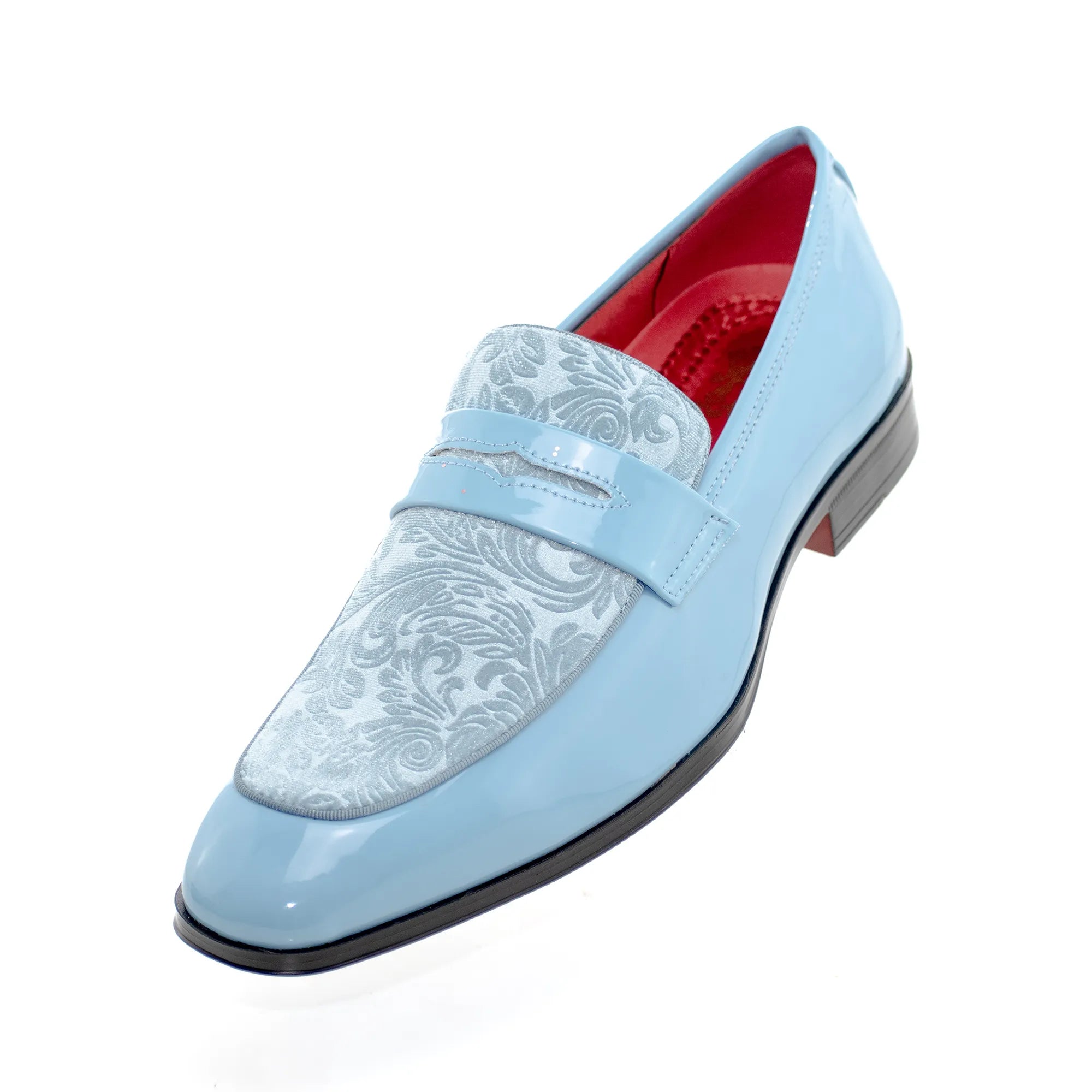 Floral Embossed Velvet Apron-Toe Penny Loafer