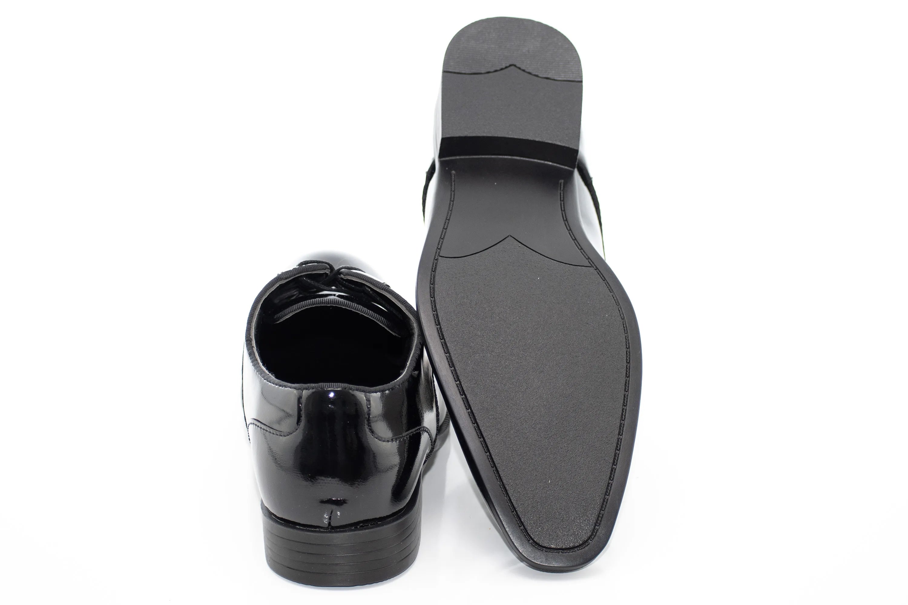 Black Crinkle Patent Leather Derby Dress Shoes