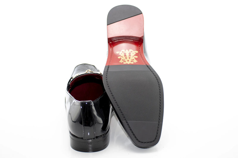 Floral Engraved Patent Leather Bit Loafers