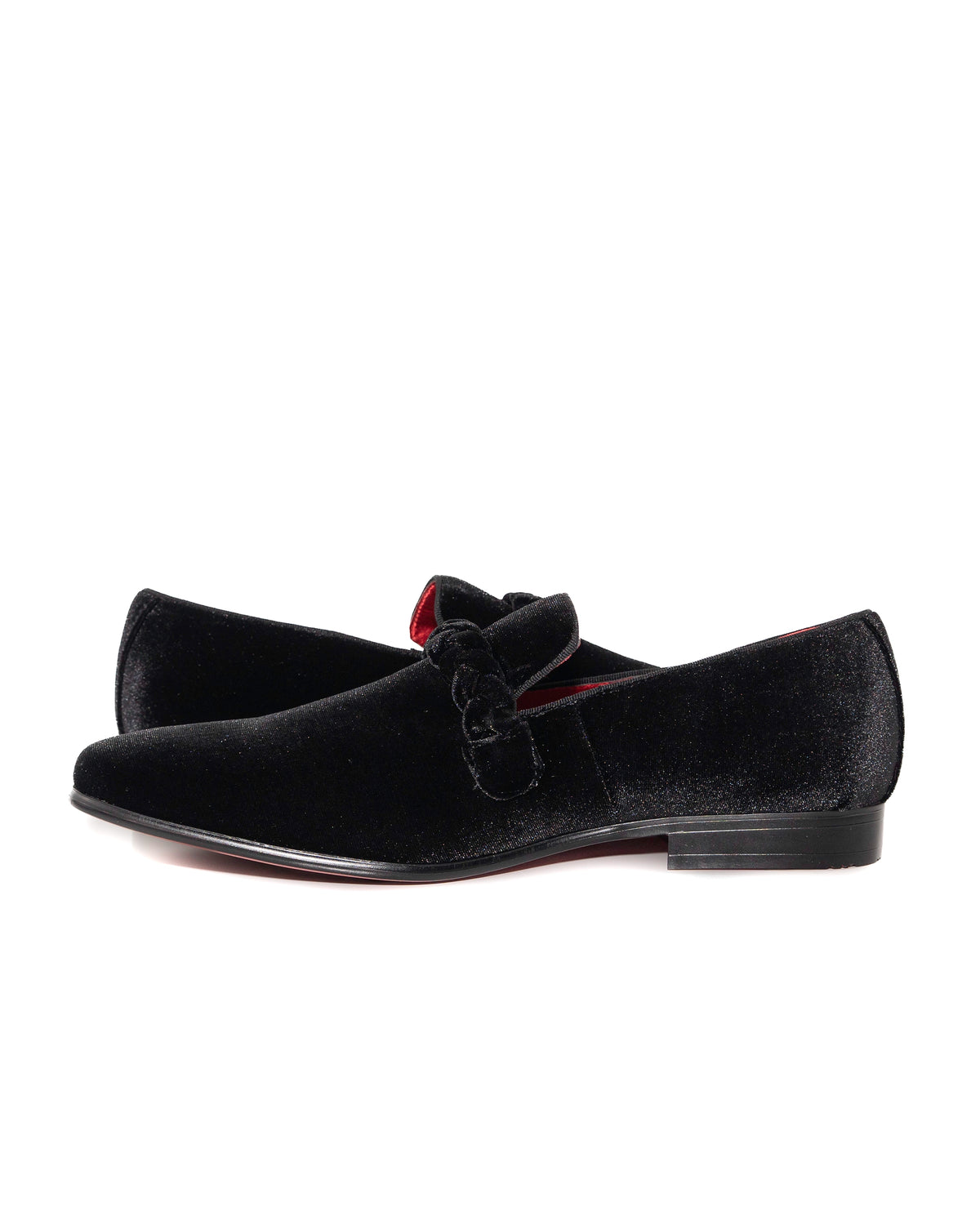 Black Velvet Loafers with Braided Strap Shoes | Inside View | Dolce Vesta