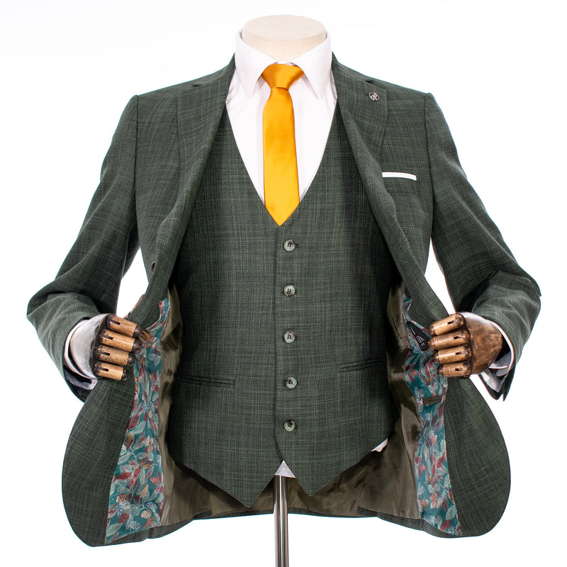 Hunter Green Plaid 3-Piece Tailored-Fit Suit