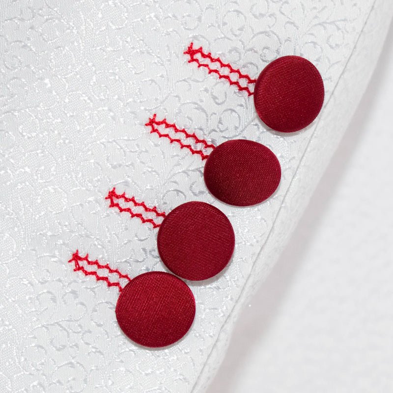 White And Burgundy Filigree 3-Piece Slim-Fit Tuxedo