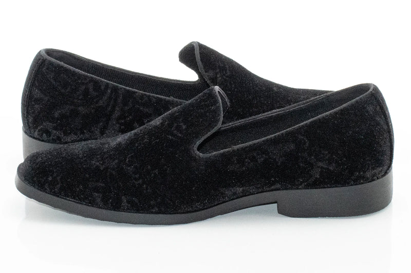 Black Paisley Velvet Slip-On Shoe