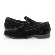 Black Paisley Velvet Slip-On Kid's Shoe