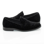 Black Paisley Velvet Slip-On Kid's Shoe