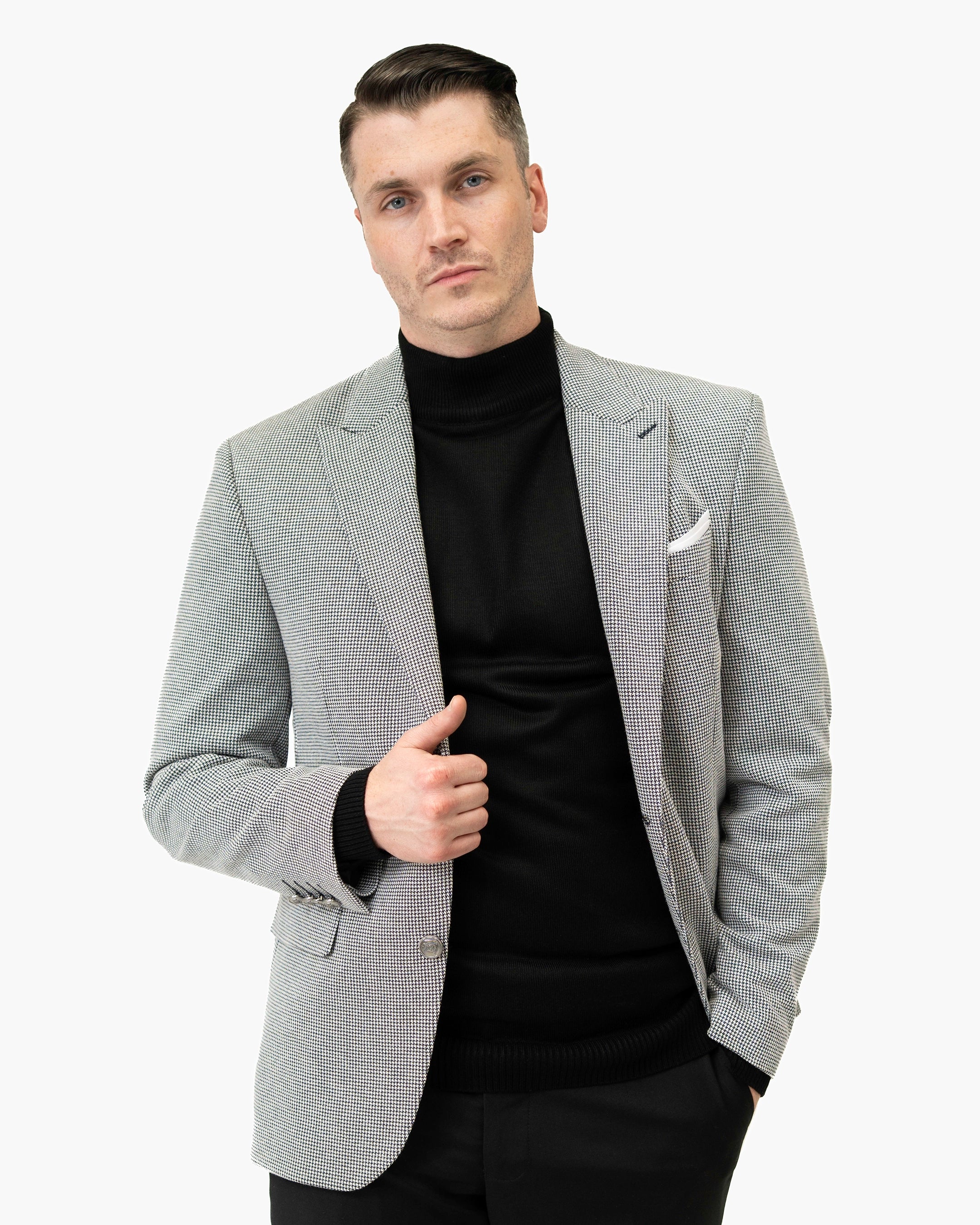 Black & White Houndstooth Tailored-Fit Sport Coat