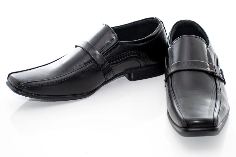 Black Sqaure Strap Toe Loafer
