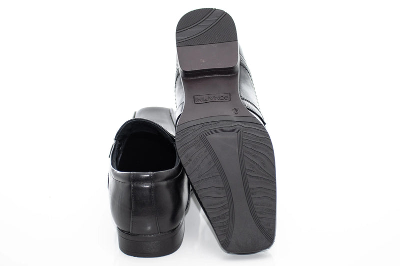 Black Sqaure Strap Toe Loafer