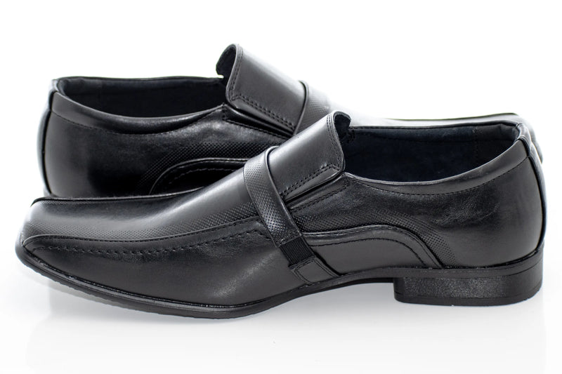 Black Sqaure Strap Toe Loafer