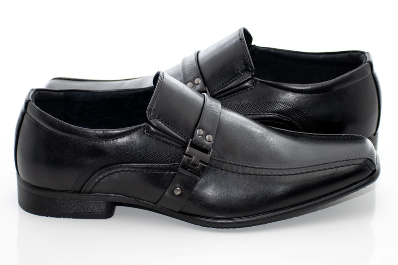 Black Sqaure Strap Toe Loafer