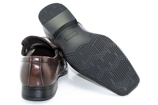 Dark Brown Leather Dress Square-Toe Loafer