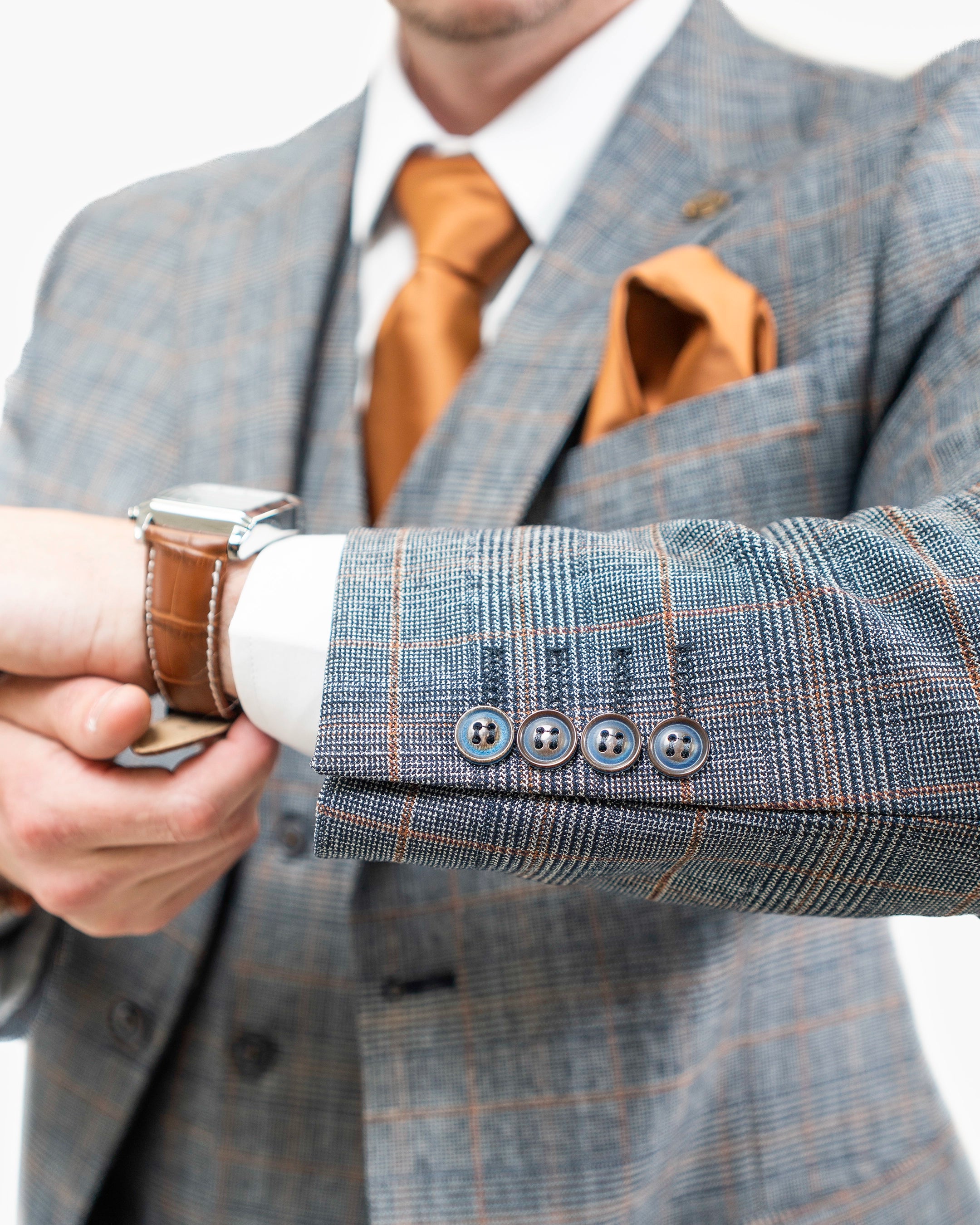 Black and Rust Glen Plaid 3-Piece Tailored-Fit Suit