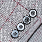 Gray and Burgundy Windowpane 3-Piece Tailored-Fit Suit