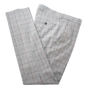 Gray and Burgundy Windowpane 3-Piece Tailored-Fit Suit