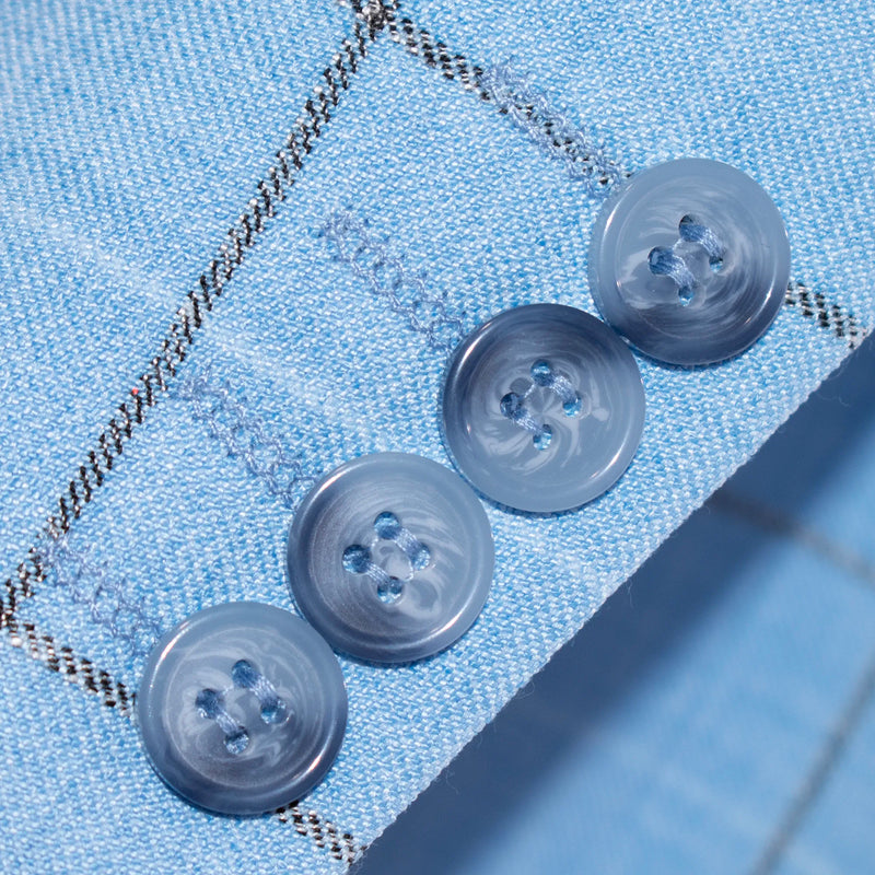 Sky Blue Windowpane 3-Piece Tailored-Fit Suit