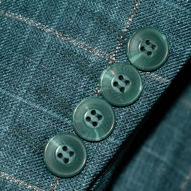 Teal Windowpane 3-Piece Tailored-Fit Suit