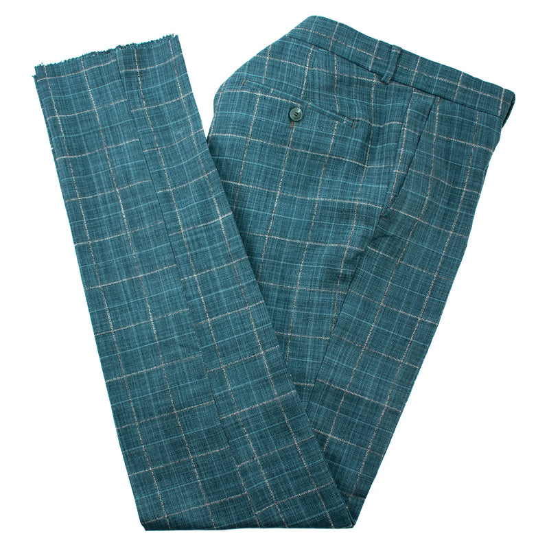 Teal Windowpane 3-Piece Tailored-Fit Suit