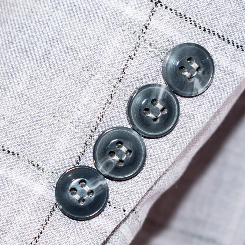Ash Gray Windowpane 3-Piece Tailored-Fit Suit