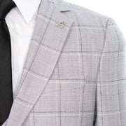 Ash Gray Windowpane 3-Piece Tailored-Fit Suit