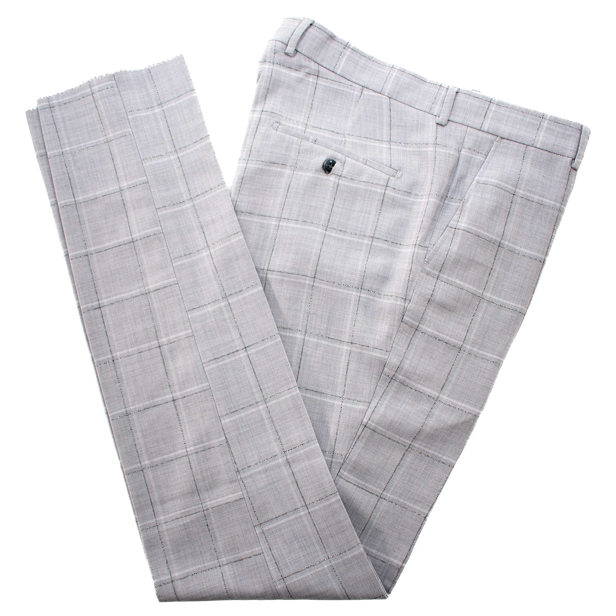Ash Gray Windowpane 3-Piece Tailored-Fit Suit