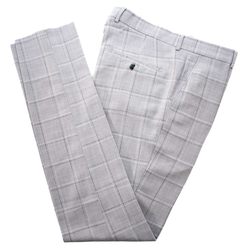 Ash Gray Windowpane 3-Piece Tailored-Fit Suit
