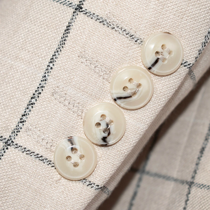 Beige Windowpane 3-Piece Tailored-Fit Suit