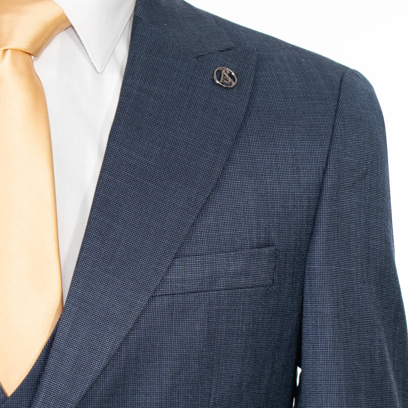 Navy Birdseye 3-Piece Tailored-Fit Suit