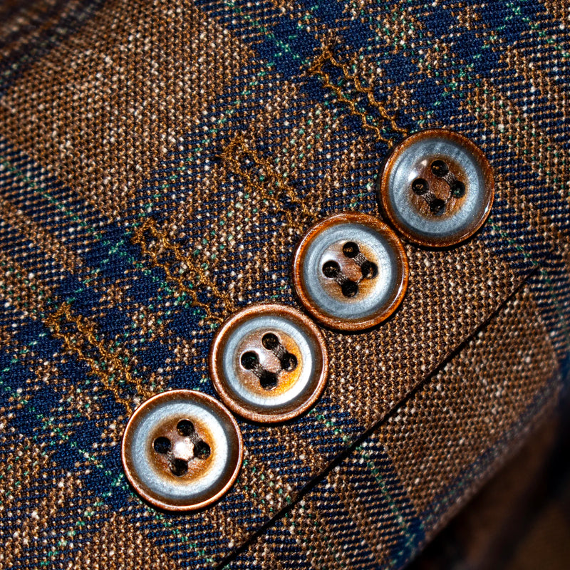 Chestnut Plaid 3-Piece Tailored-Fit Suit