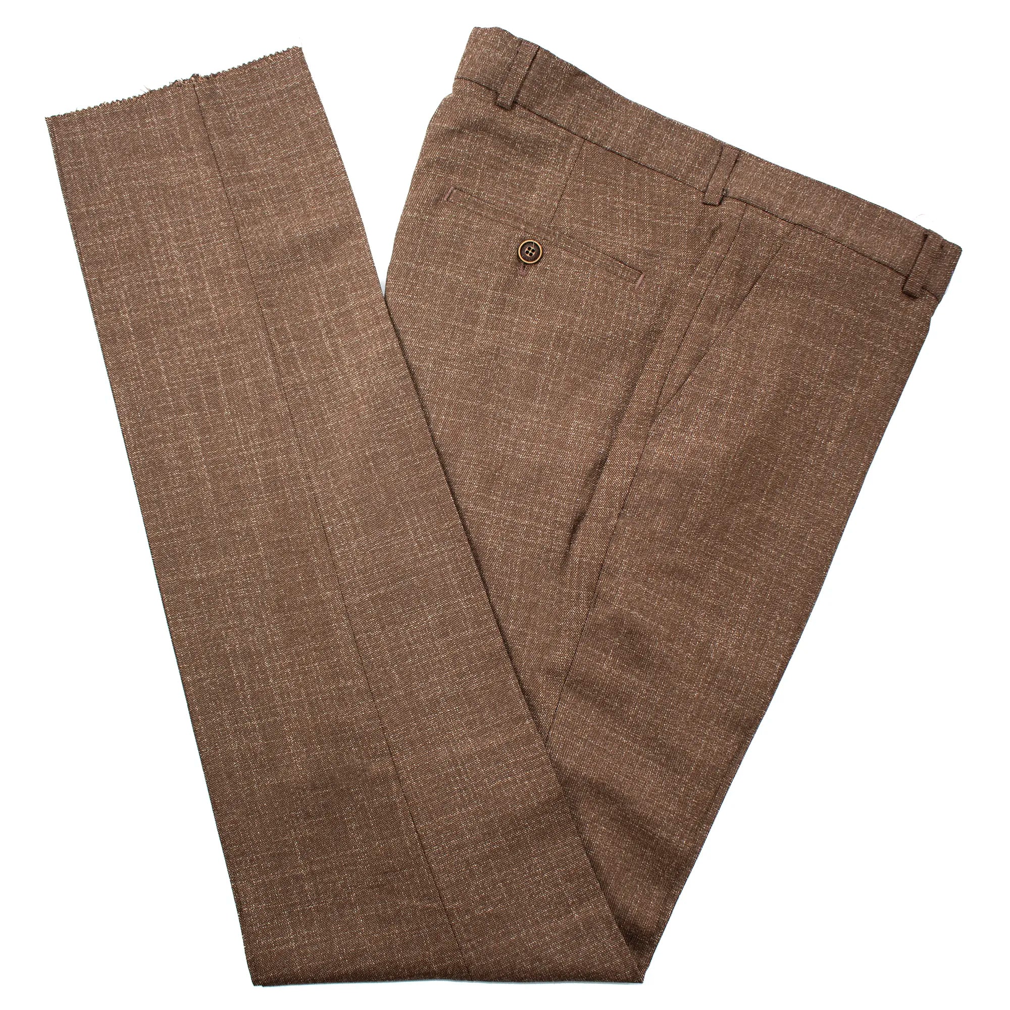 Chestnut Plaid 3-Piece Tailored-Fit Suit