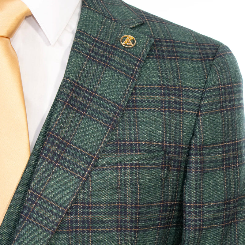 Green Plaid 3-Piece Tailored-Fit Suit