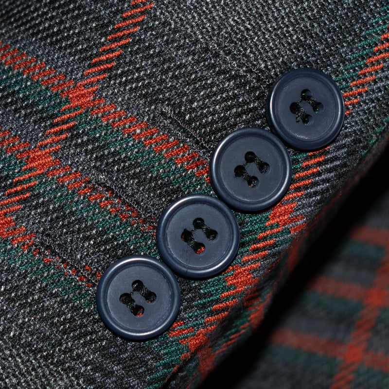 Charcoal and Rust Plaid 3-Piece Tailored-Fit Suit