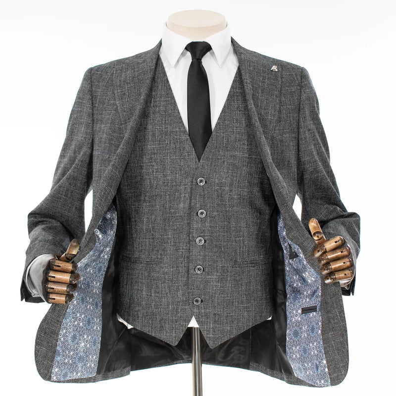 Dark Gray Twill 3-Piece Tailored-Fit Suit