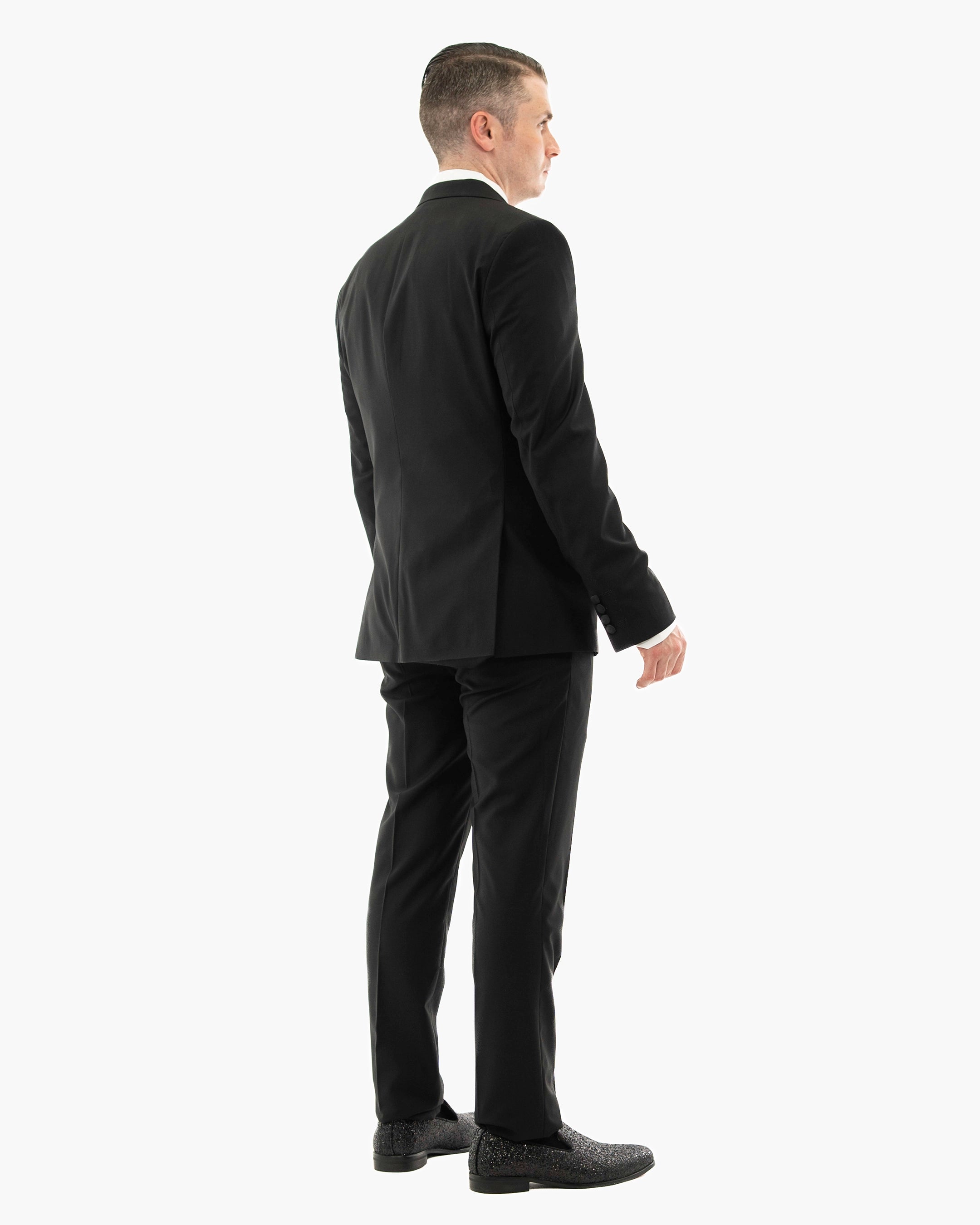 Black With Velvet Peak Lapel 3-Piece Tailored-Fit Tuxedo