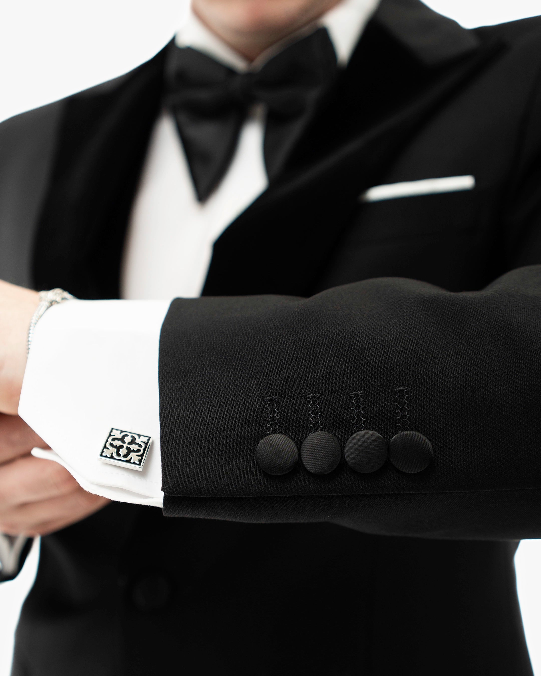Black With Velvet Peak Lapel 3-Piece Tailored-Fit Tuxedo
