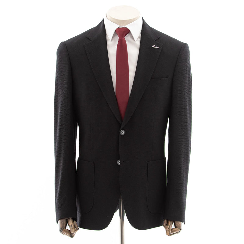 Black Solid Seersucker Tailored-Fit Suit