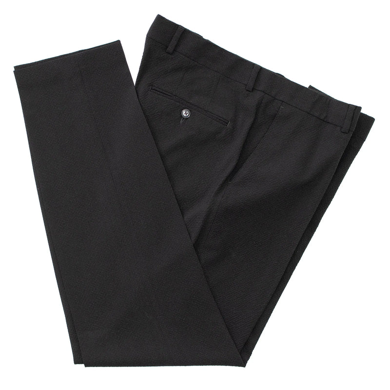 Black Solid Seersucker Tailored-Fit Suit