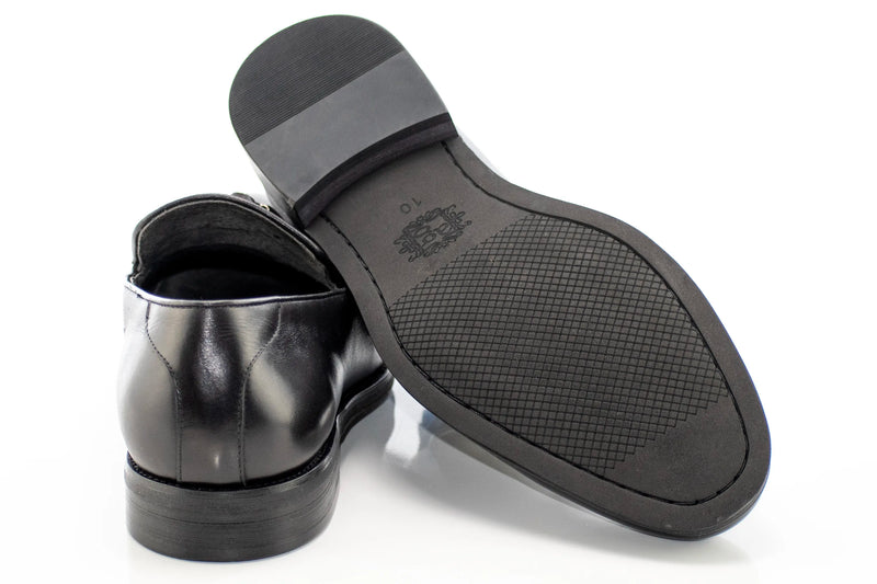 Black Leather Tasseled Dress Loafer