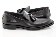 Black Leather Tasseled Dress Loafer