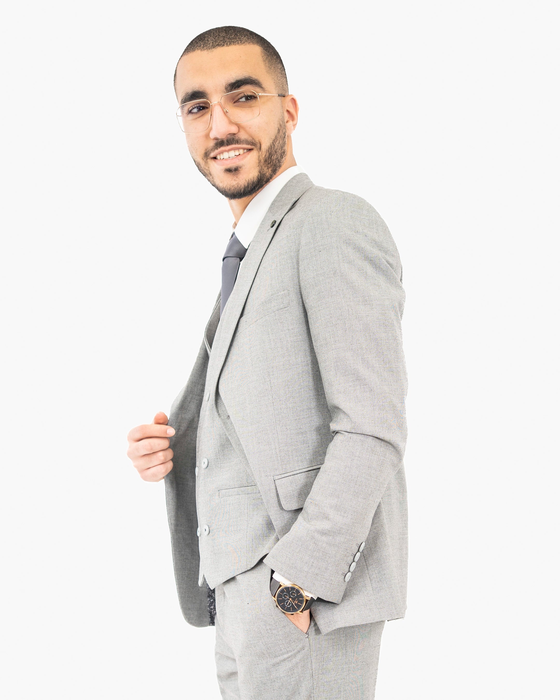 Heather Gray 3-Piece Tailored-Fit Suit