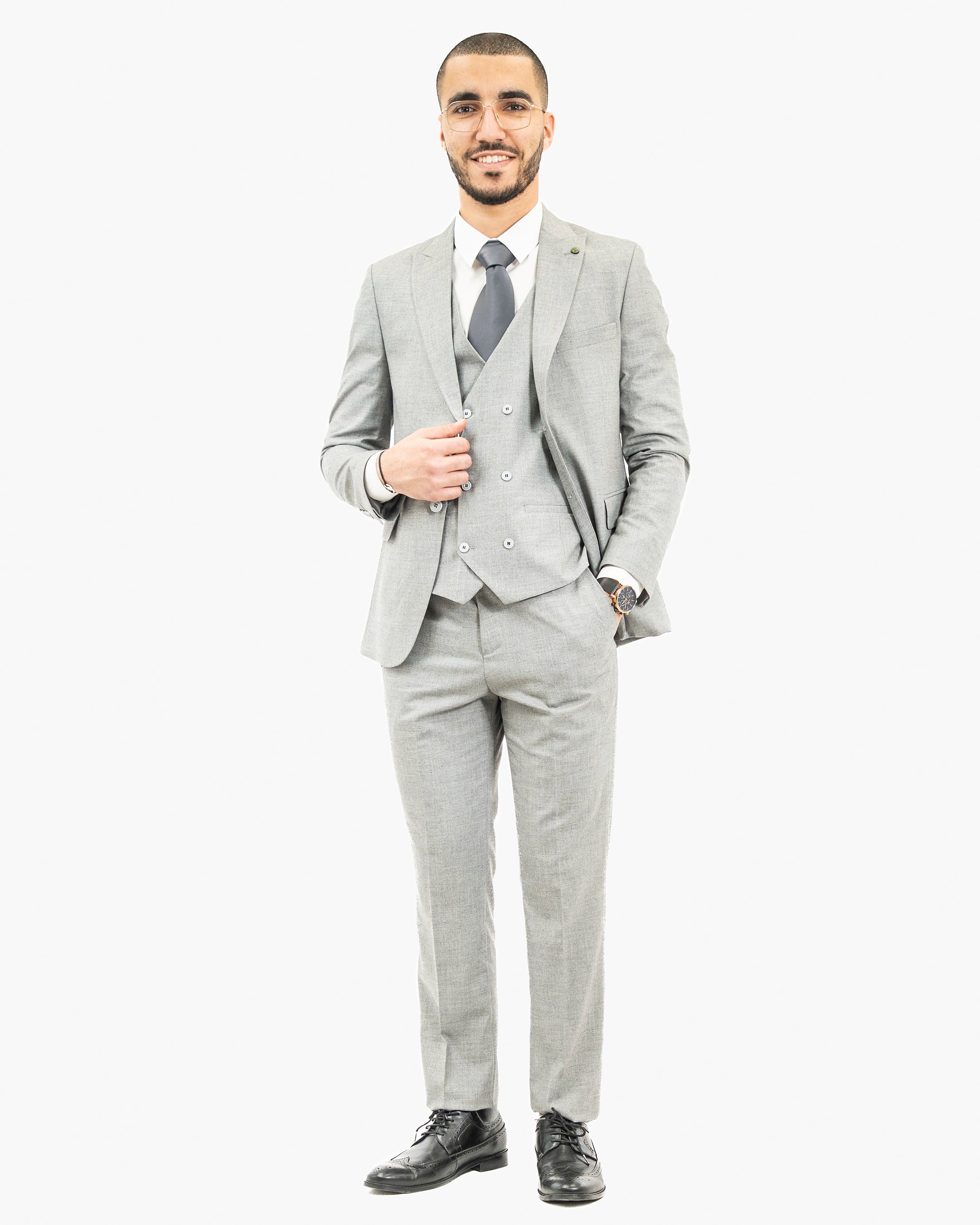 Heather Gray 3-Piece Tailored-Fit Suit