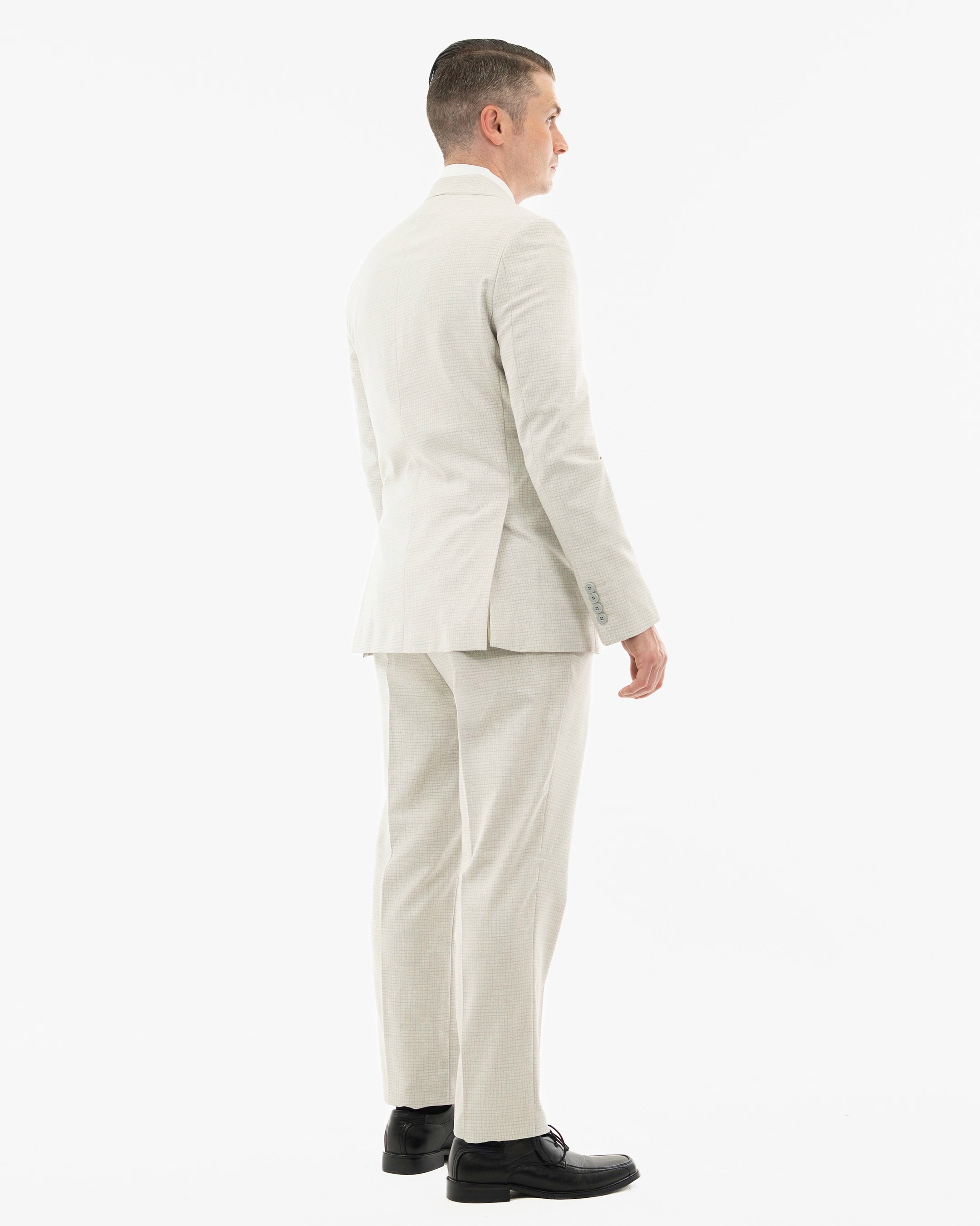 Ash Gray Pin Checked 3-Piece Tailored-Fit Suit