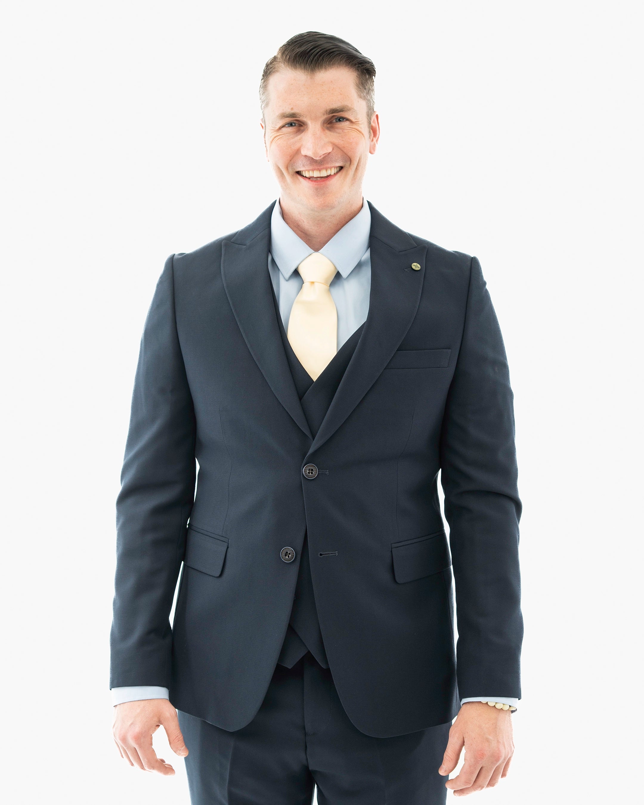 Navy Pebbled  3-Piece Tailored-Fit Suit