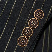 Men's Black with Gold Pinstripe 3-Piece Slim-Fit Suit