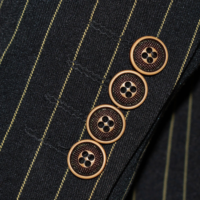 Men's Black with Gold Pinstripe 3-Piece Slim-Fit Suit