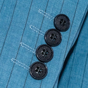 Men's Black And Blue Pinstripe 3-Piece Slim-Fit Suit