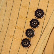 Men's Gold with Black Pinstripe 3-Piece Slim-Fit Suit
