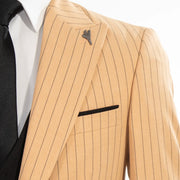 Peach with Black Pinstripe 3-Piece Slim-Fit Suit